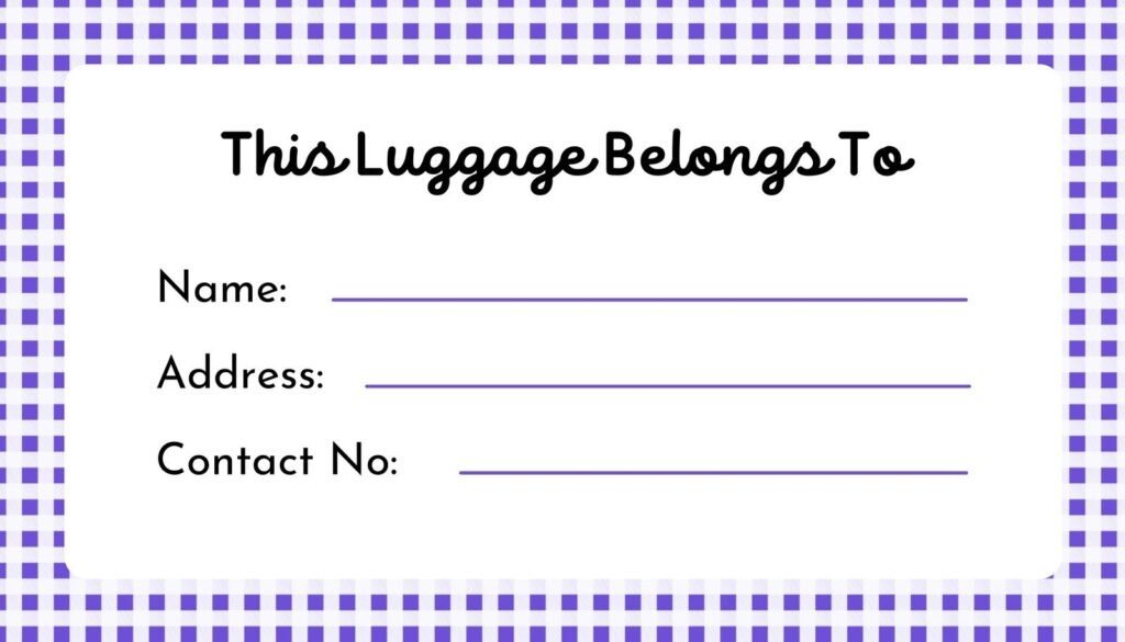 Printable Luggage Tags Template Free