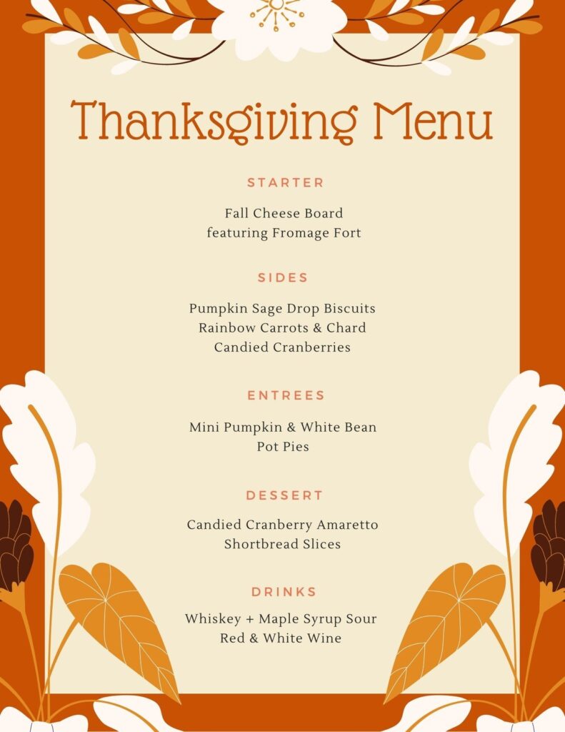 Thanksgiving Menu Template Printable