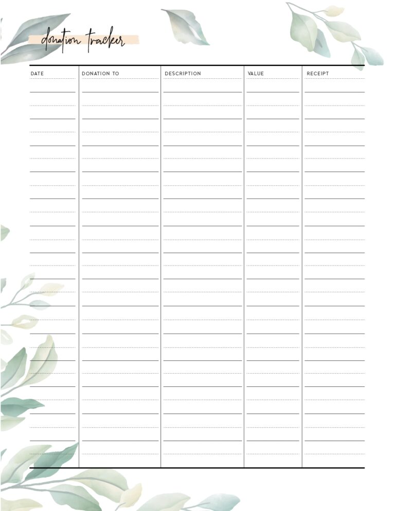 FREE Printable Donation Tracker Template PDF World Of Printables ...