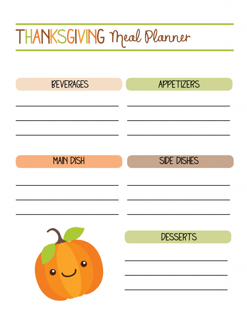 Free Printable Thanksgiving Menu Planner