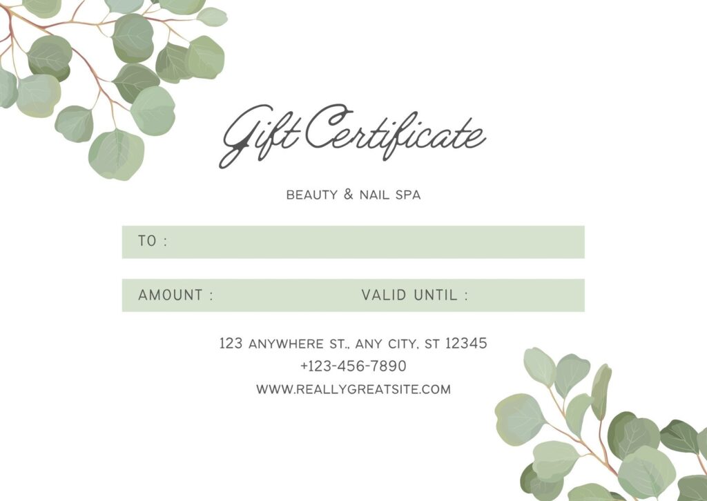 Massage Gift Certificate Template Free Printable