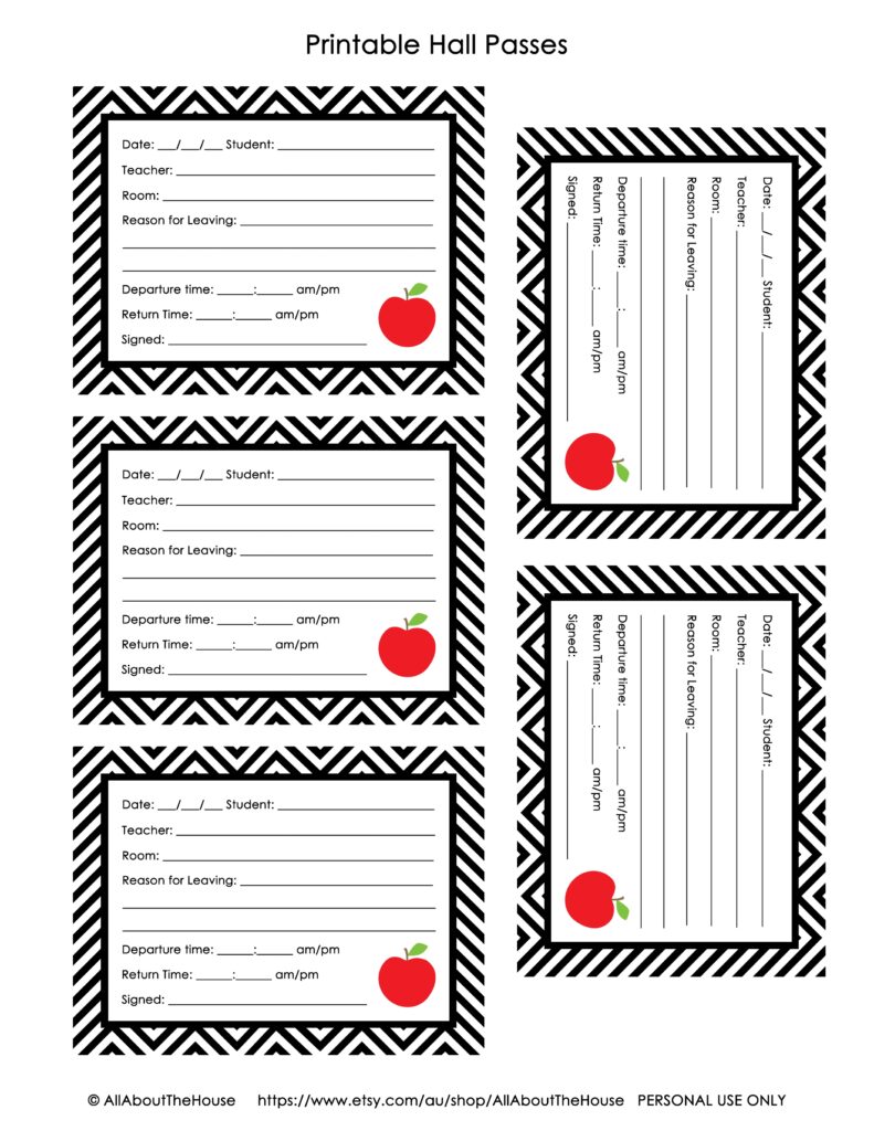 FREE Printable Hall Pass And Supply Alert Cards
