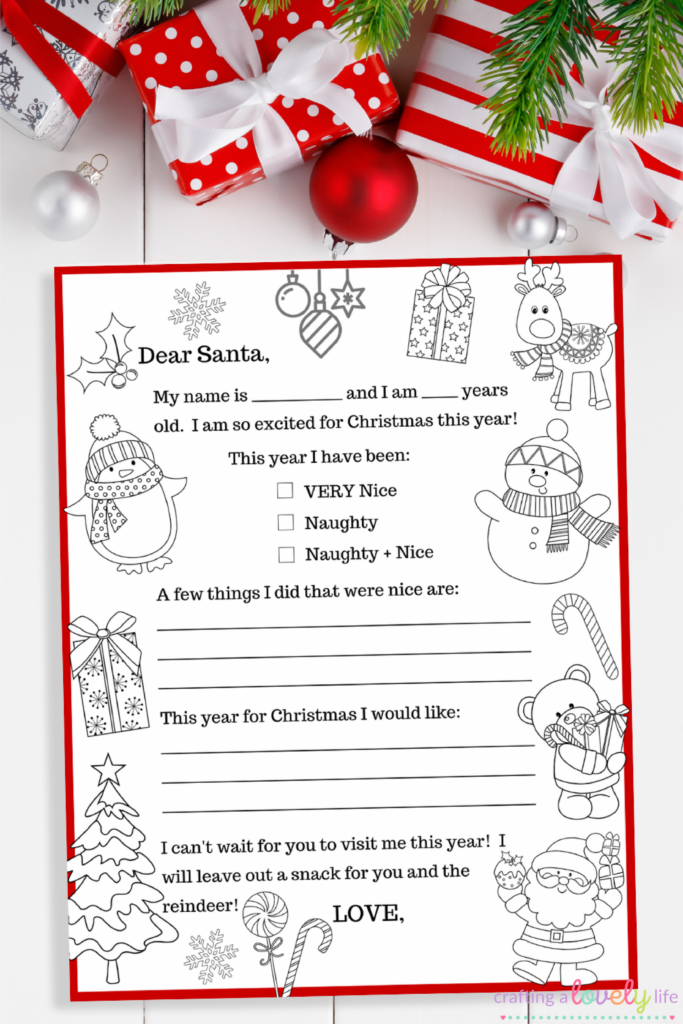 Free Printable Letter To Santa Coloring Page 