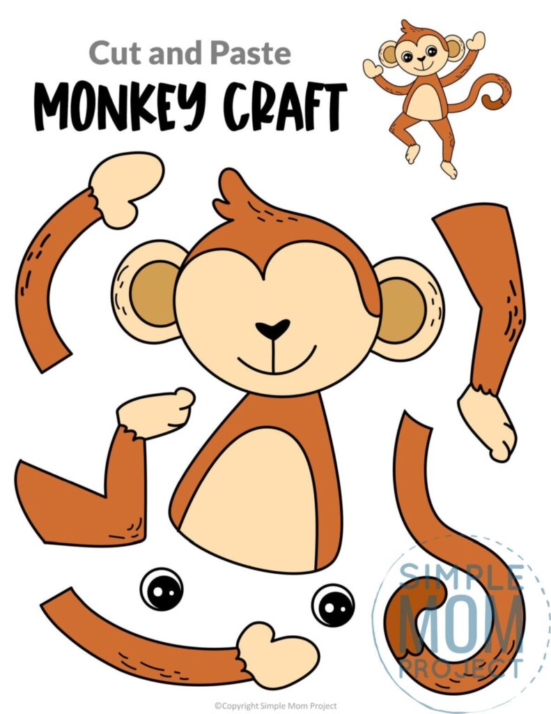 Free Printable Monkey Craft Template Monkey Crafts Safari Animal Crafts Animal Crafts For Kids