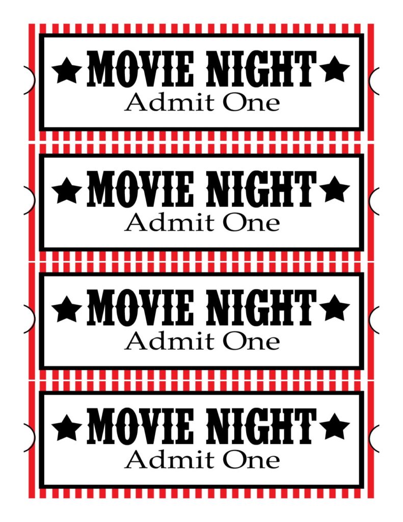 Movie Tickets Printable Template