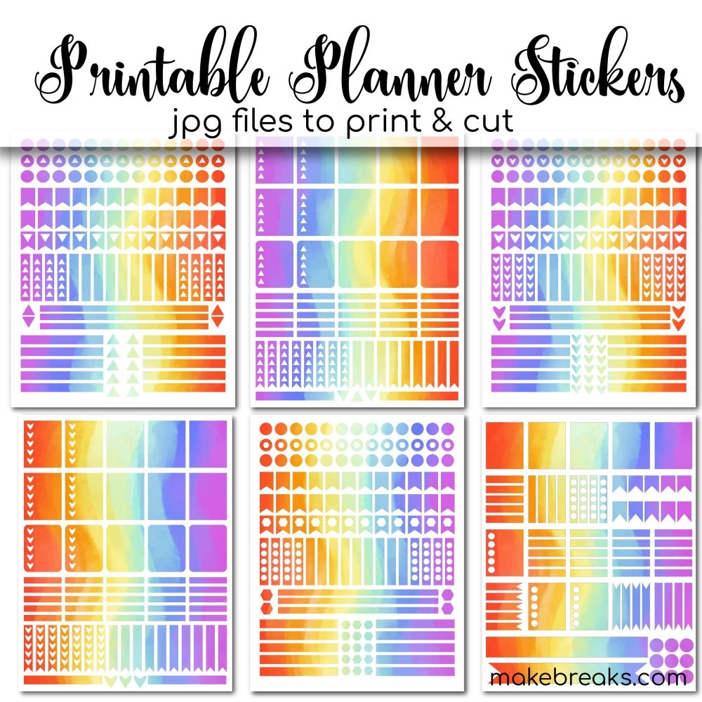 Free Printable Planner Stickers Rainbow Make Breaks