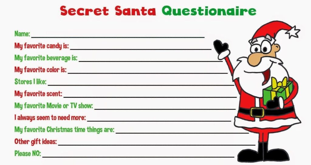 Office Printable Secret Santa Template