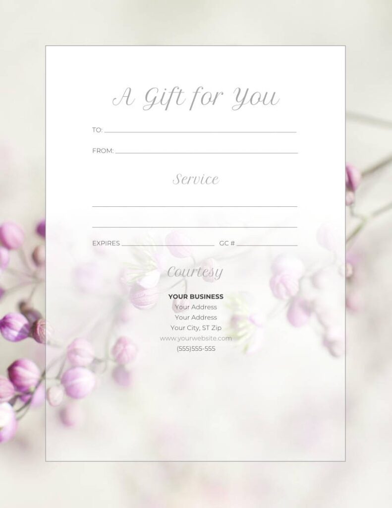 Free Printable Spa Gift Certificate Template