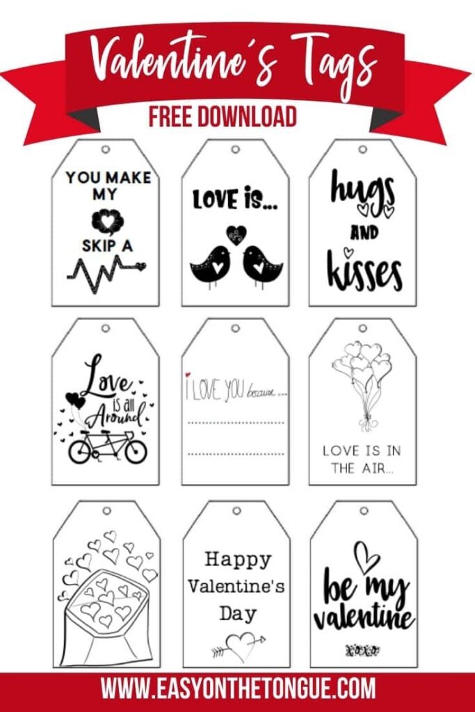 Template Free Printable Valentine Tags