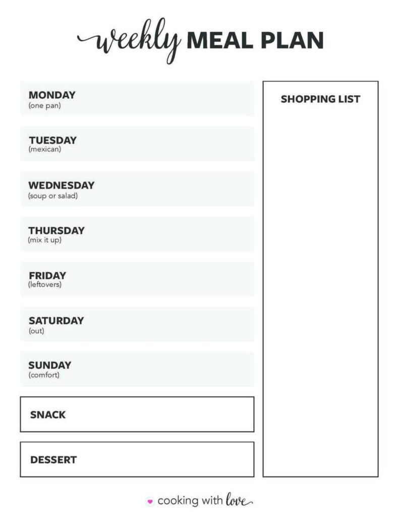 FREE Printable Weekly Meal Plan Templates I Heart Naptime
