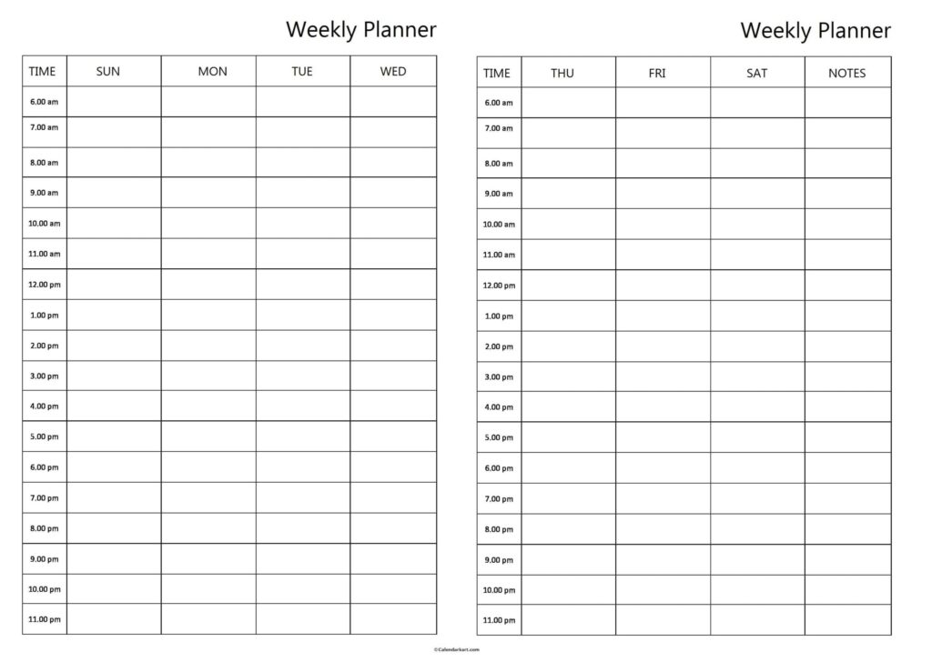 Printable Weekly Planner With Time Slots