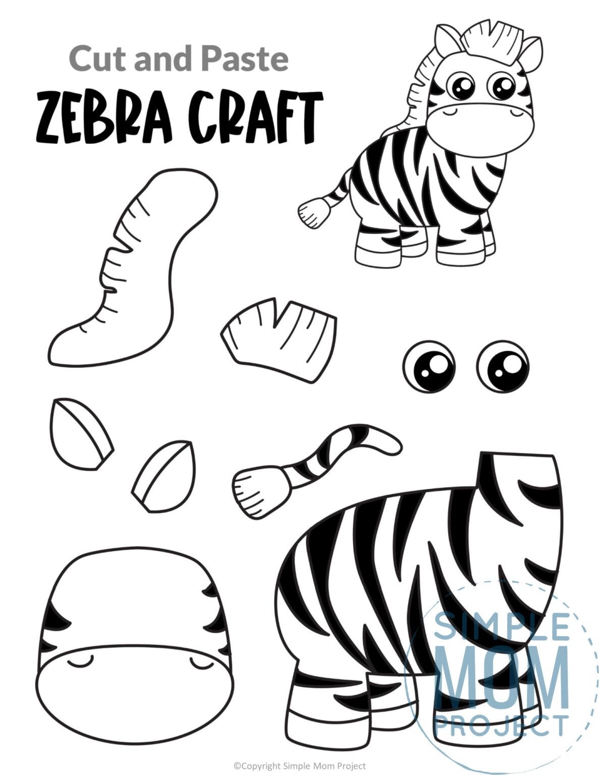 Free Printable Zebra Craft Template Zebra Craft Safari Crafts Safari Animal Crafts