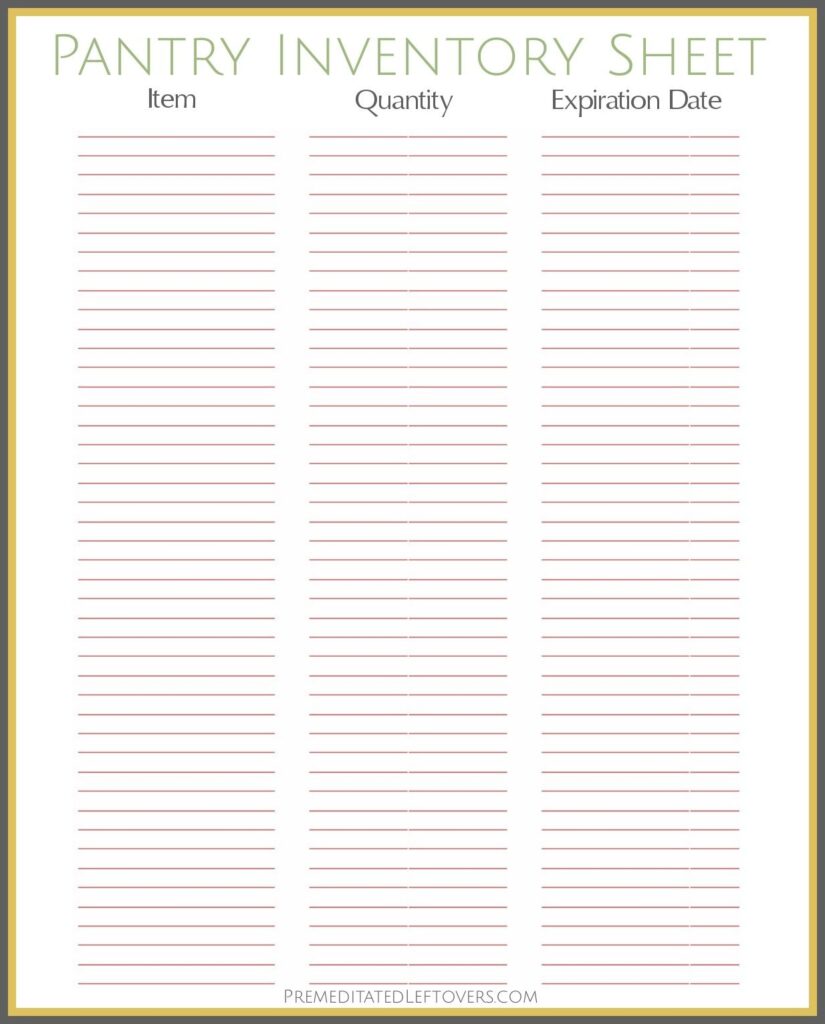 Printable Pantry Checklist Template