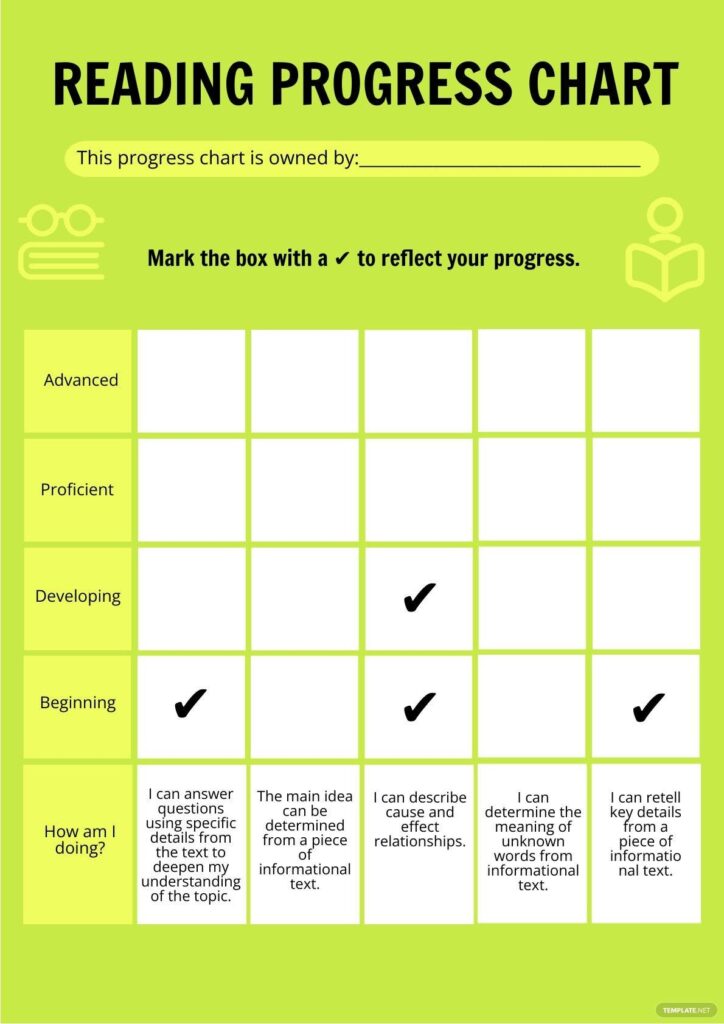 Free Reading Progress Chart Illustrator PDF Template