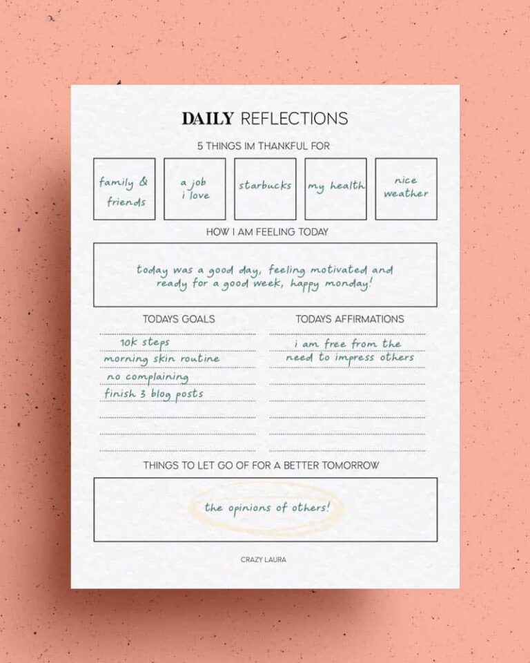 Printable Daily Reflection Journal Template Fillable Form 2023