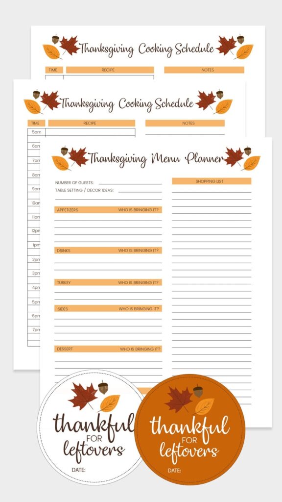 FREE Thanksgiving Menu Template Schedule Tags Lil Luna