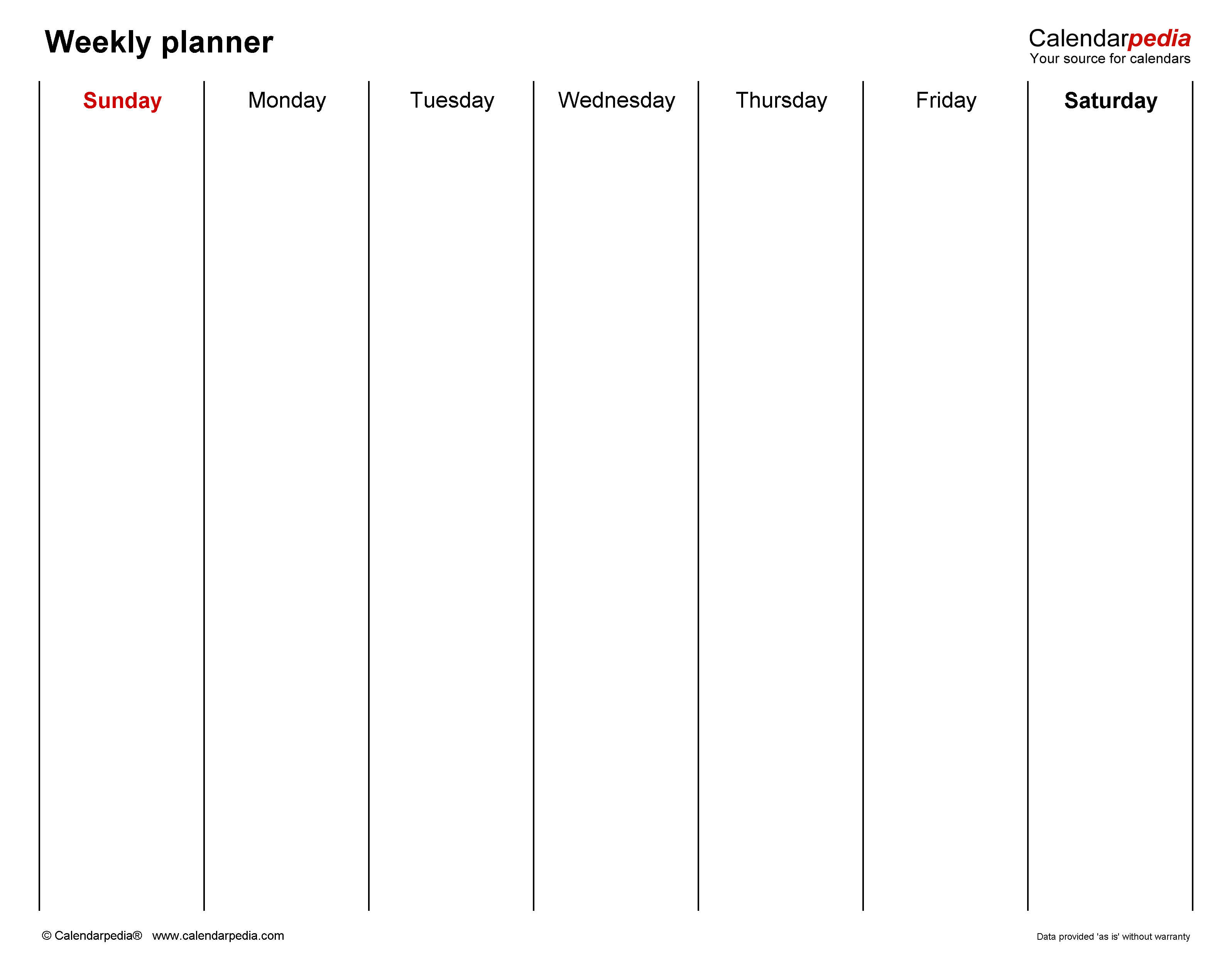 Free Weekly Planners In PDF Format 20 Templates