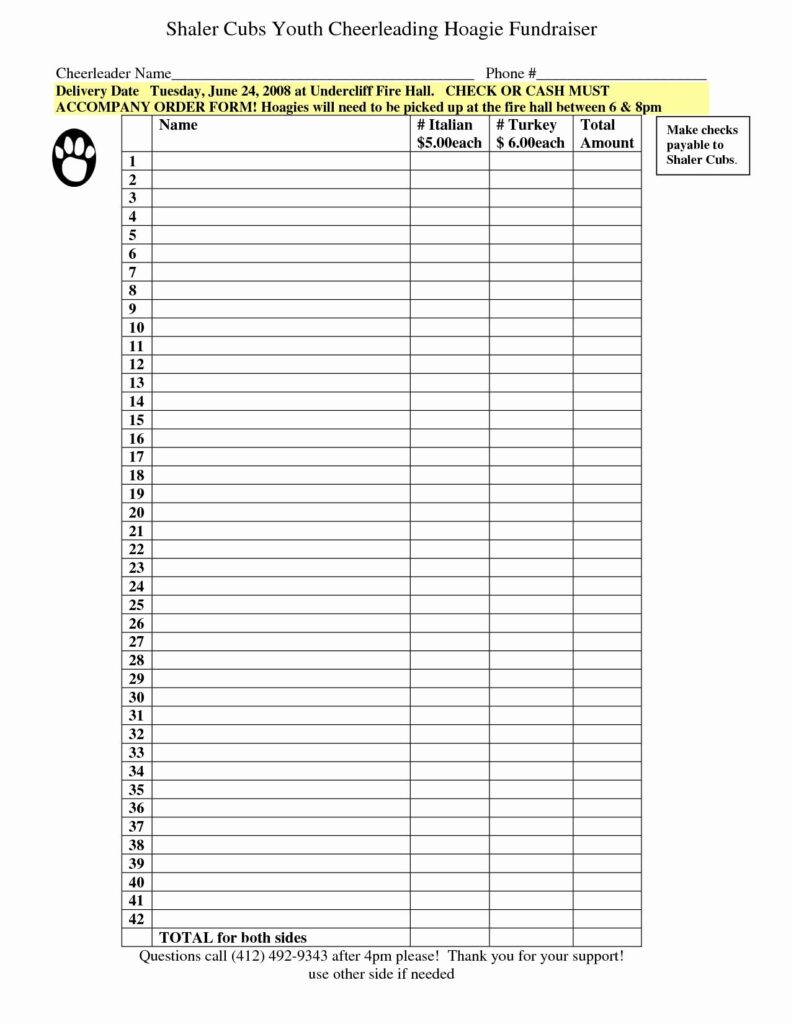 Fundraiser Form Template Free Luxury 6 Best Of Free Printable Fundraiser Forms Hoagie Order Form Template Fundraising Order Form Word Form