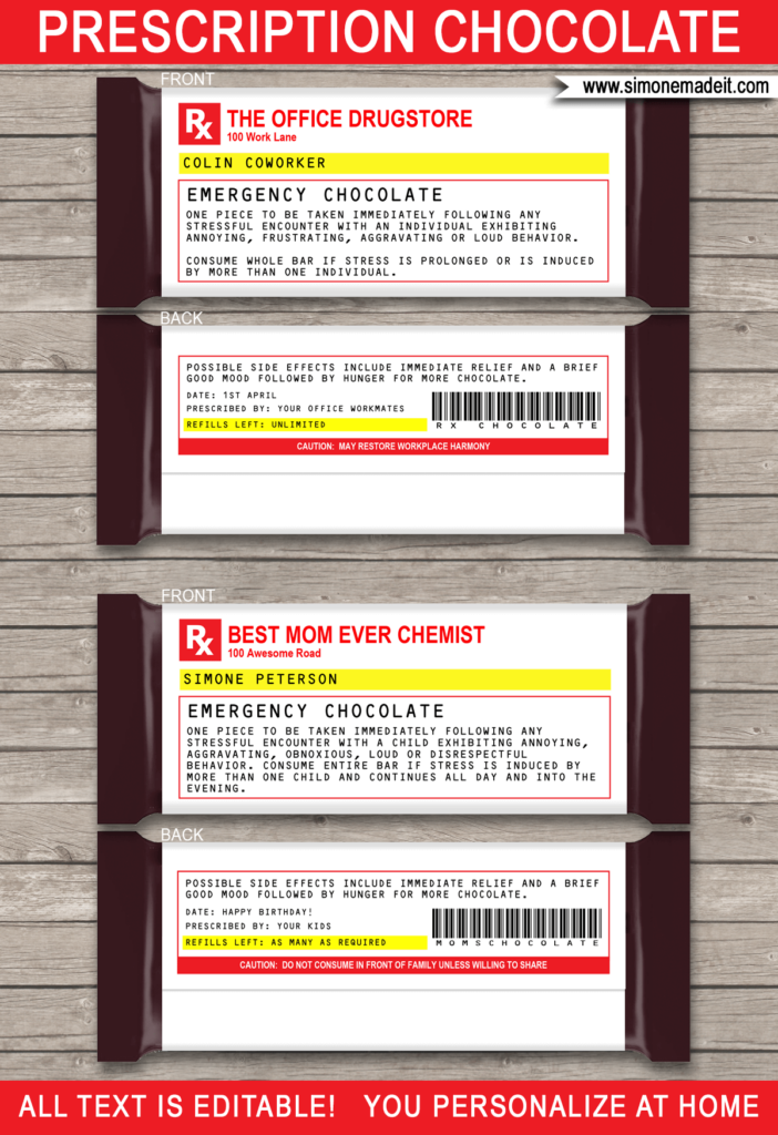 Printable Editable Prescription Label Template