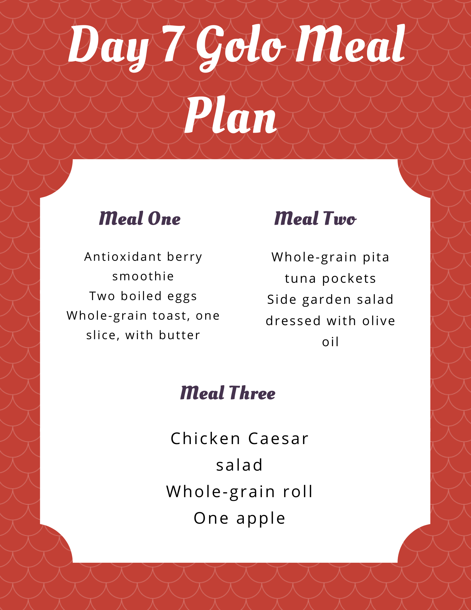 Printable Golo Meal Plan Pdf - Fillable Form 2024