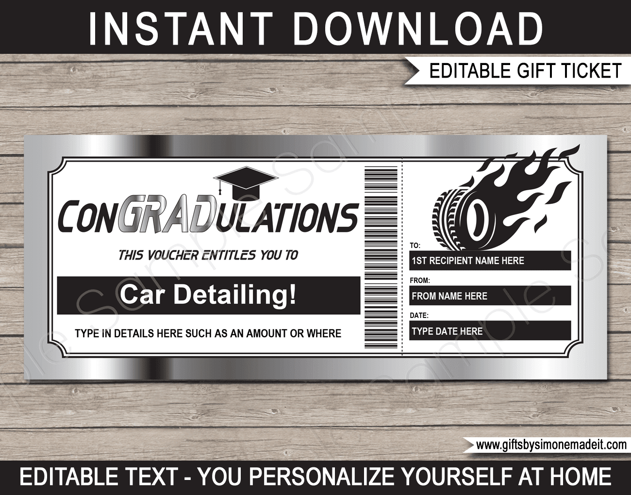 Graduation Car Detailing Gift Voucher Template Car Wash Gift Card