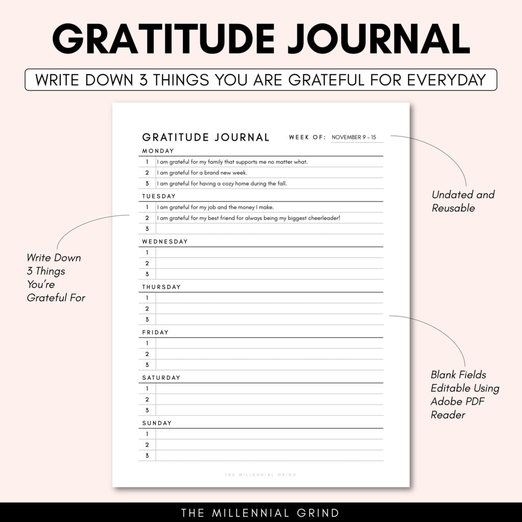 Gratitude Journal Printable Gratitude Journal PDF Etsy sterreich