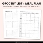 Grocery List Printable Meal Planner Printable Grocery List Etsy de