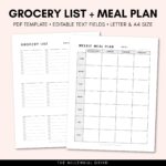 Grocery List Printable Meal Planner Printable Grocery List Etsy de