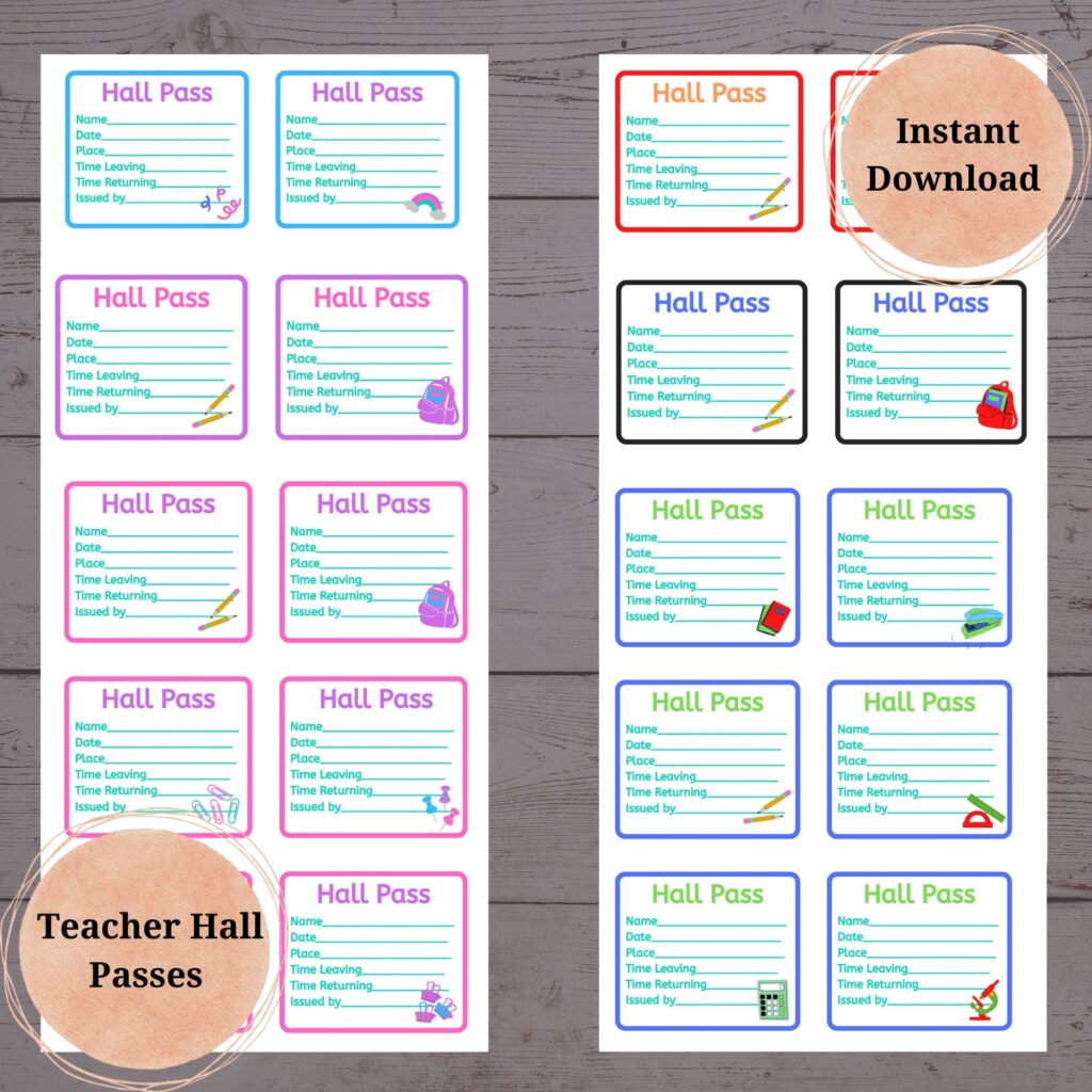 Hall Pass Printable Template For Teachers Classrooms Etsy