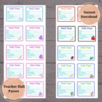 Hall Pass Printable Template For Teachers Classrooms Etsy