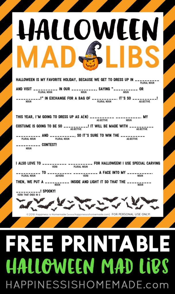 Halloween Mad Libs Printable Happiness Is Homemade