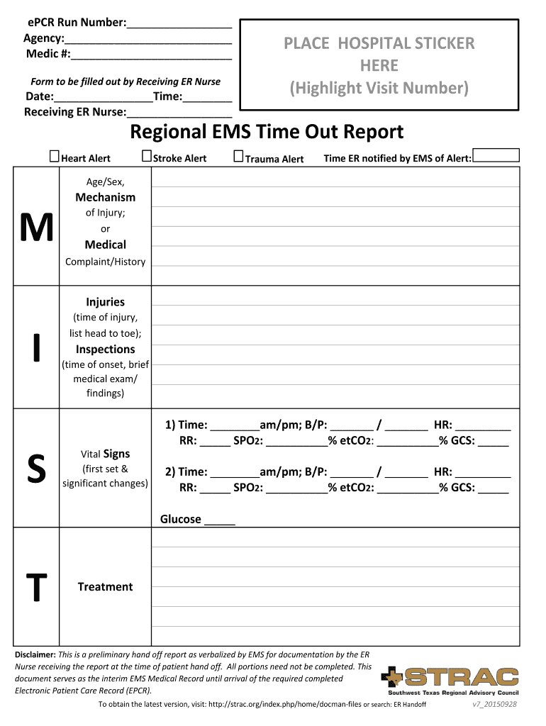 Hand Off Report Sheets Ems To Nurse Fill Out Sign Online DocHub