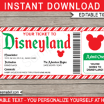 Holiday Disneyland Ticket Template Surprise Disneyland Trip Reveal