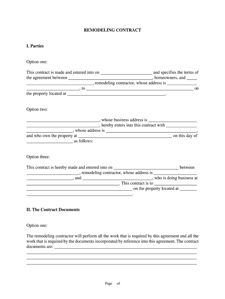 Home Remodeling Contract Fill Out Sign Online DocHub