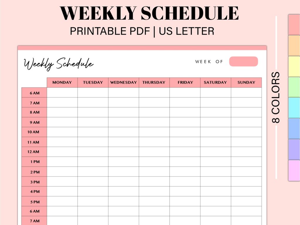 Weekly Hourly Planner Printable Pdf