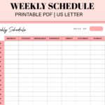 Hourly Weekly Schedule Landscape Weekly Planner Printable Etsy de