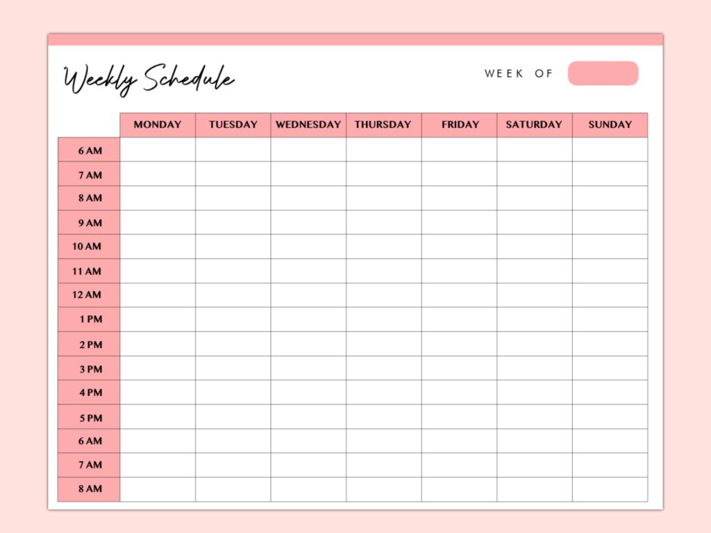 Weekly Planner Hourly Printable