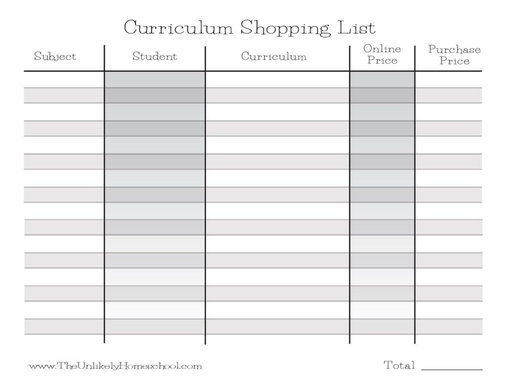 Free Printable Curriculum Planner