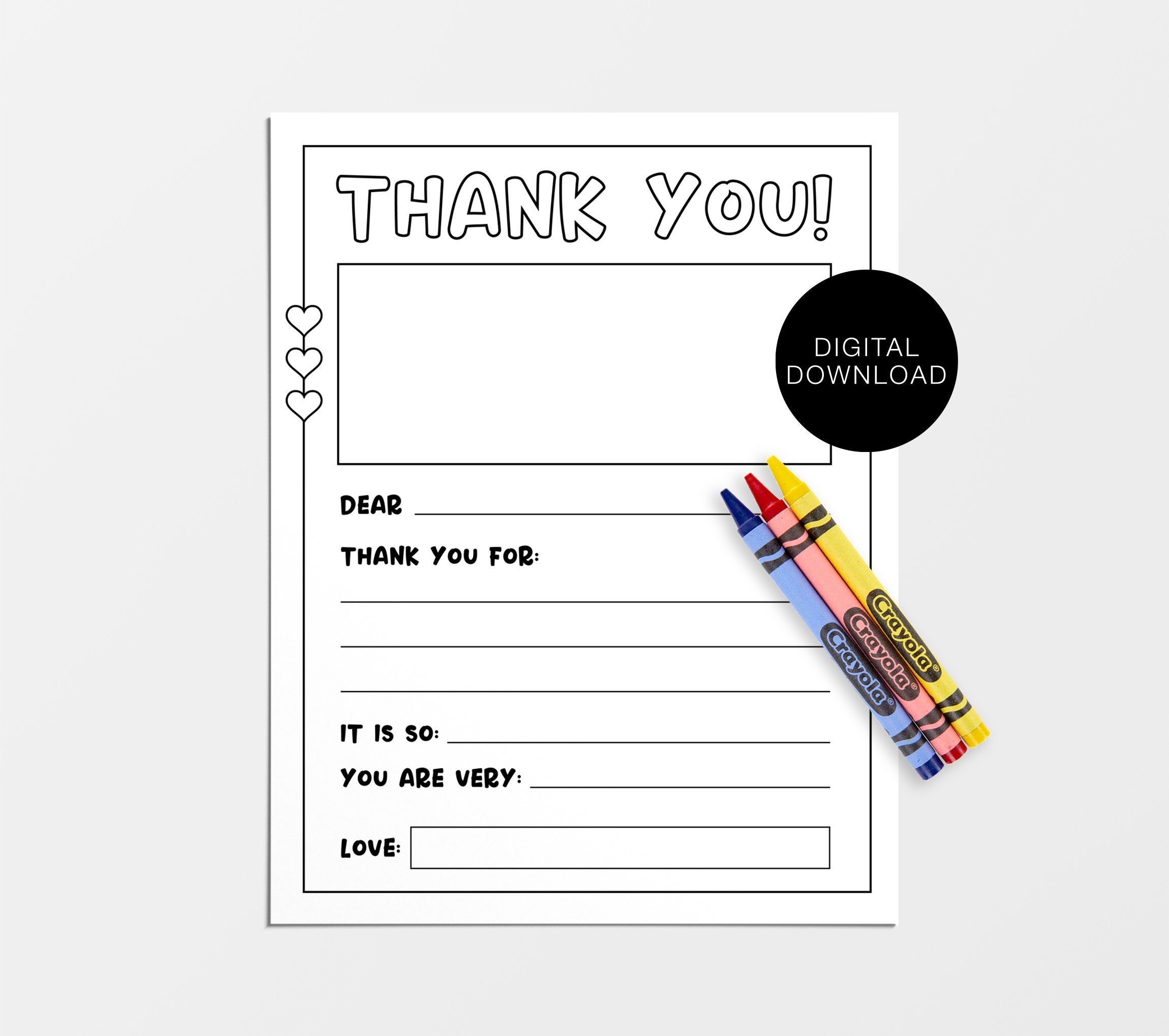 Kids Thank You Letter Template Kids Thank You Letter Fill In Etsy de