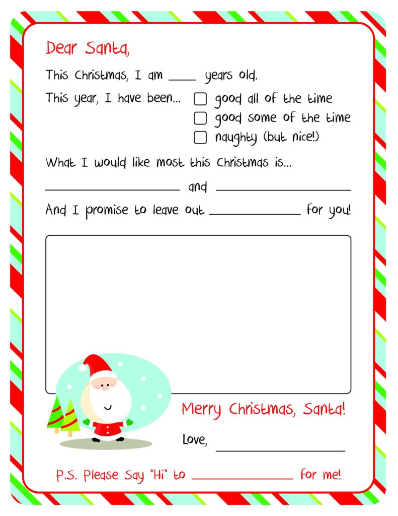 Letter To Santa Template Printable