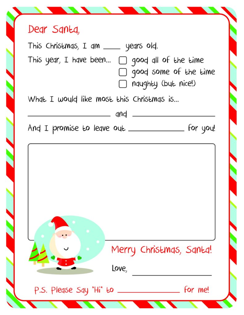 Letter To Santa Printable Template Free