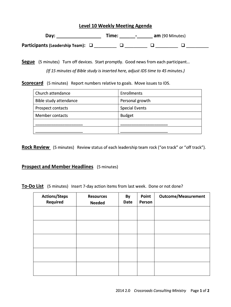 Level 10 Meeting Agenda Example Fill Out Sign Online DocHub