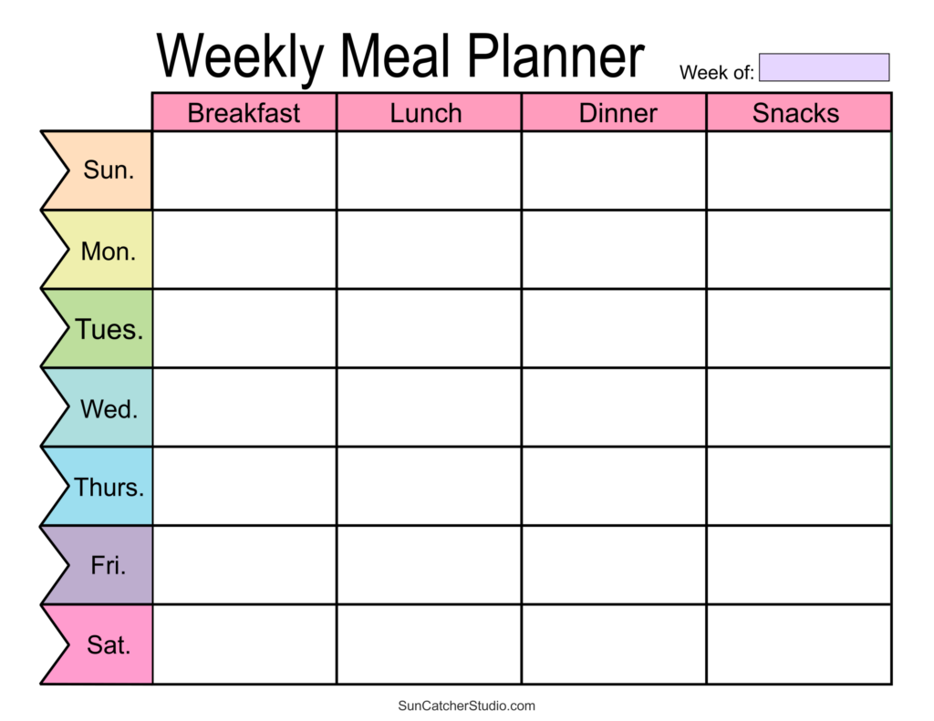 Free Printable Weekly Menu Planner