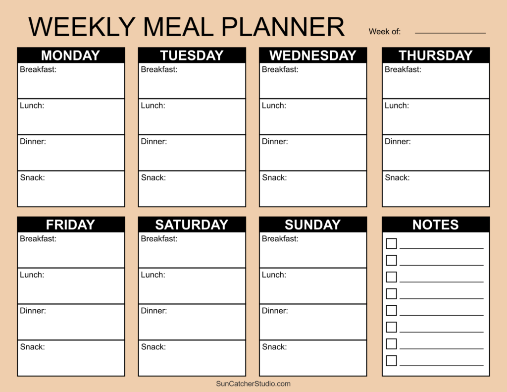 Weekly Meal Planner Printable Free