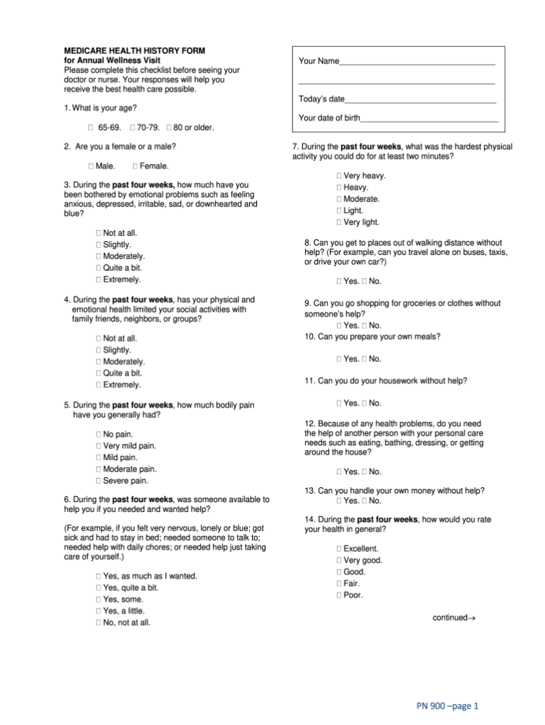 Medicare Wellness Exam Questions Pdf Fill Online Printable Fillable Blank Pdffiller Fillable 7678