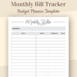 Monthly Bill Tracker Bill Planner Bill Payment Tracker Etsy de