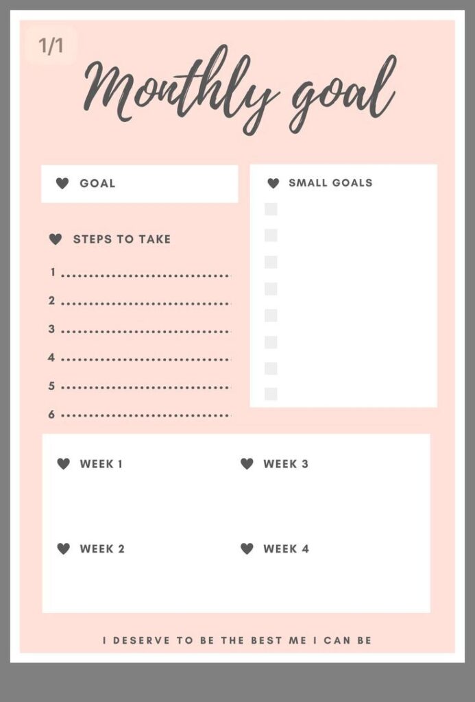 Monthly Goals Template Planner Printables Free Goal Planner Printable Printable Planner