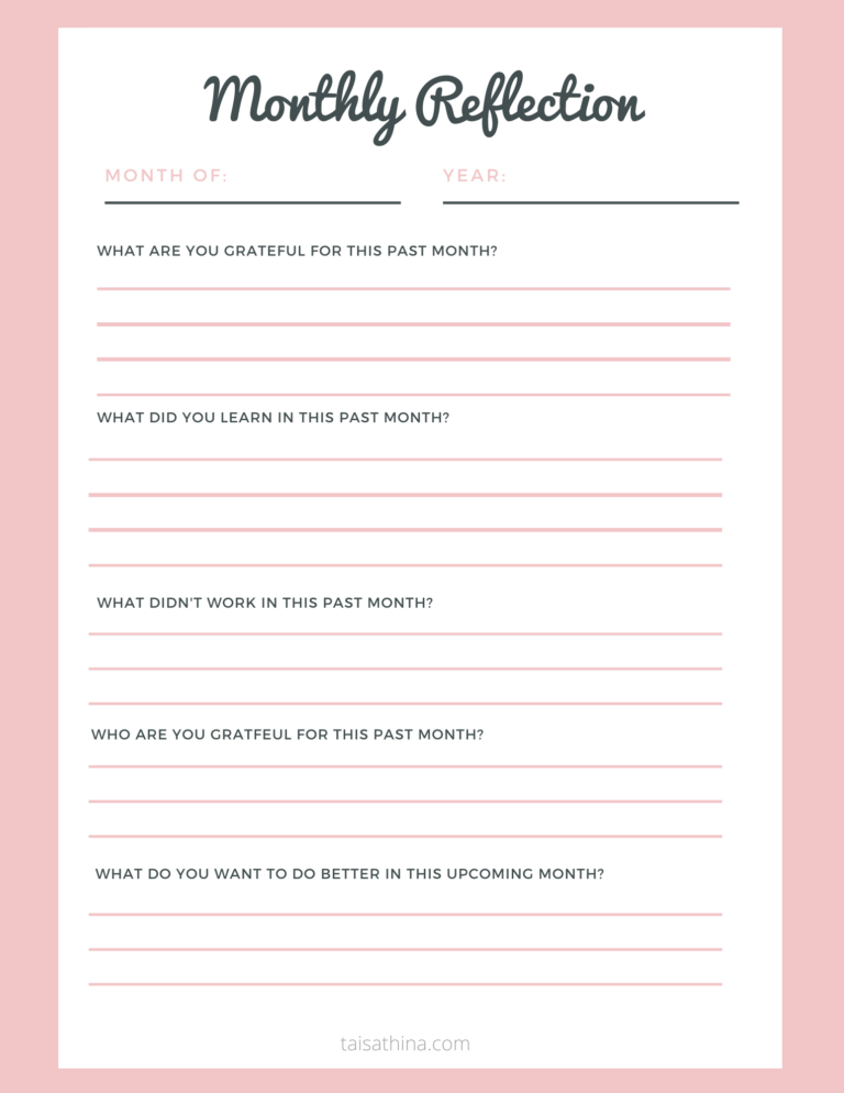 Printable Self Reflection Journal Template Fillable Form 2023