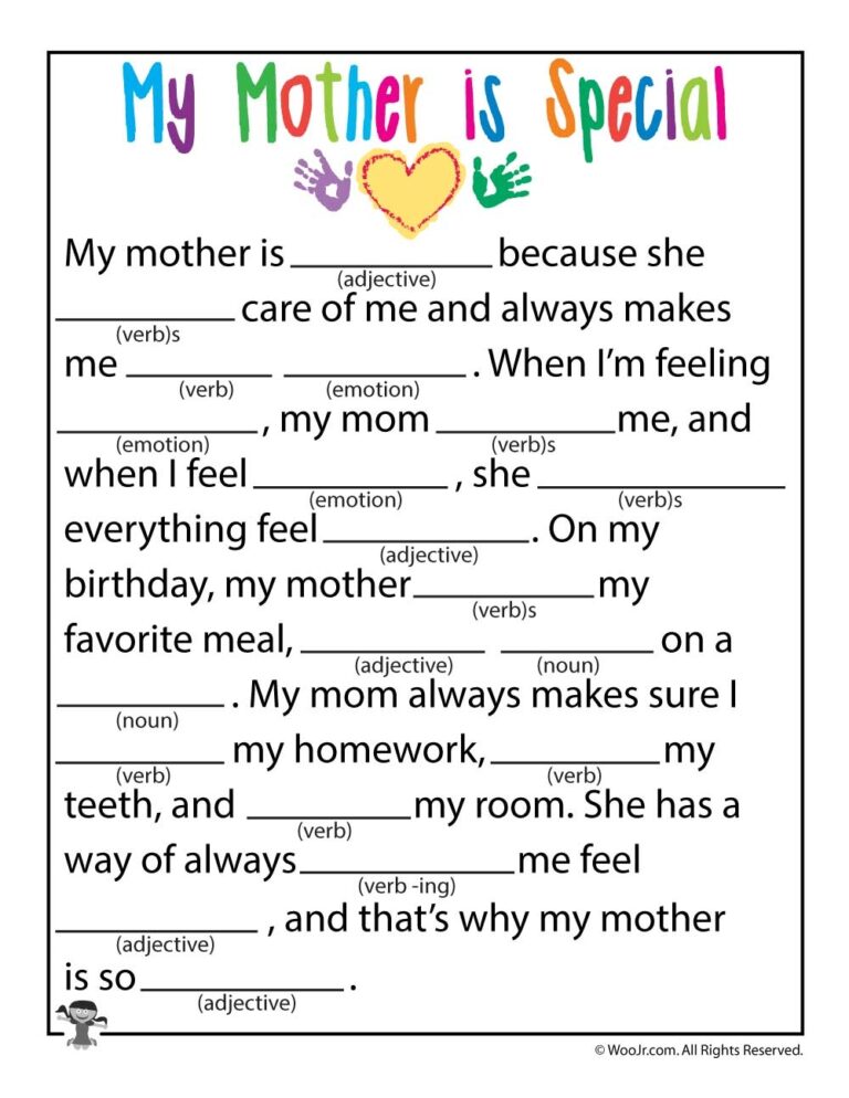 Mad Libs For Kids Mothers Dya Printable Free - Fillable Form 2024