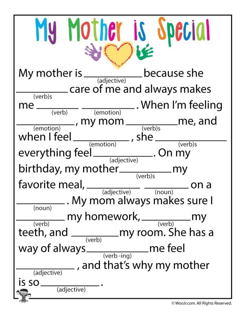 Mother s Day Ad Lib Fill In Stories Woo Jr Kids Activities Children s Publishing